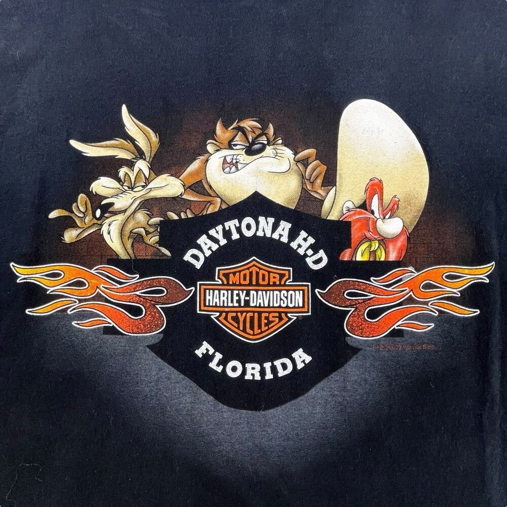 Harley Davidson T-Shirt Men's XL Looney Tunes Porky Pig Wiley Coyote Daytona FL